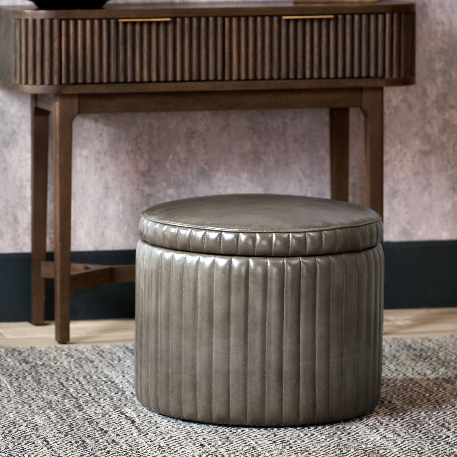 Alessandro Leather Storage Pouffe from Roseland Furniture