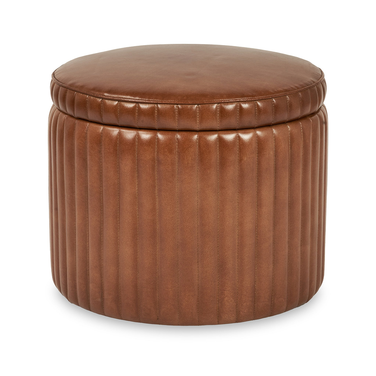 Alessandro Leather Storage Pouffe Brown from Roseland Furniture