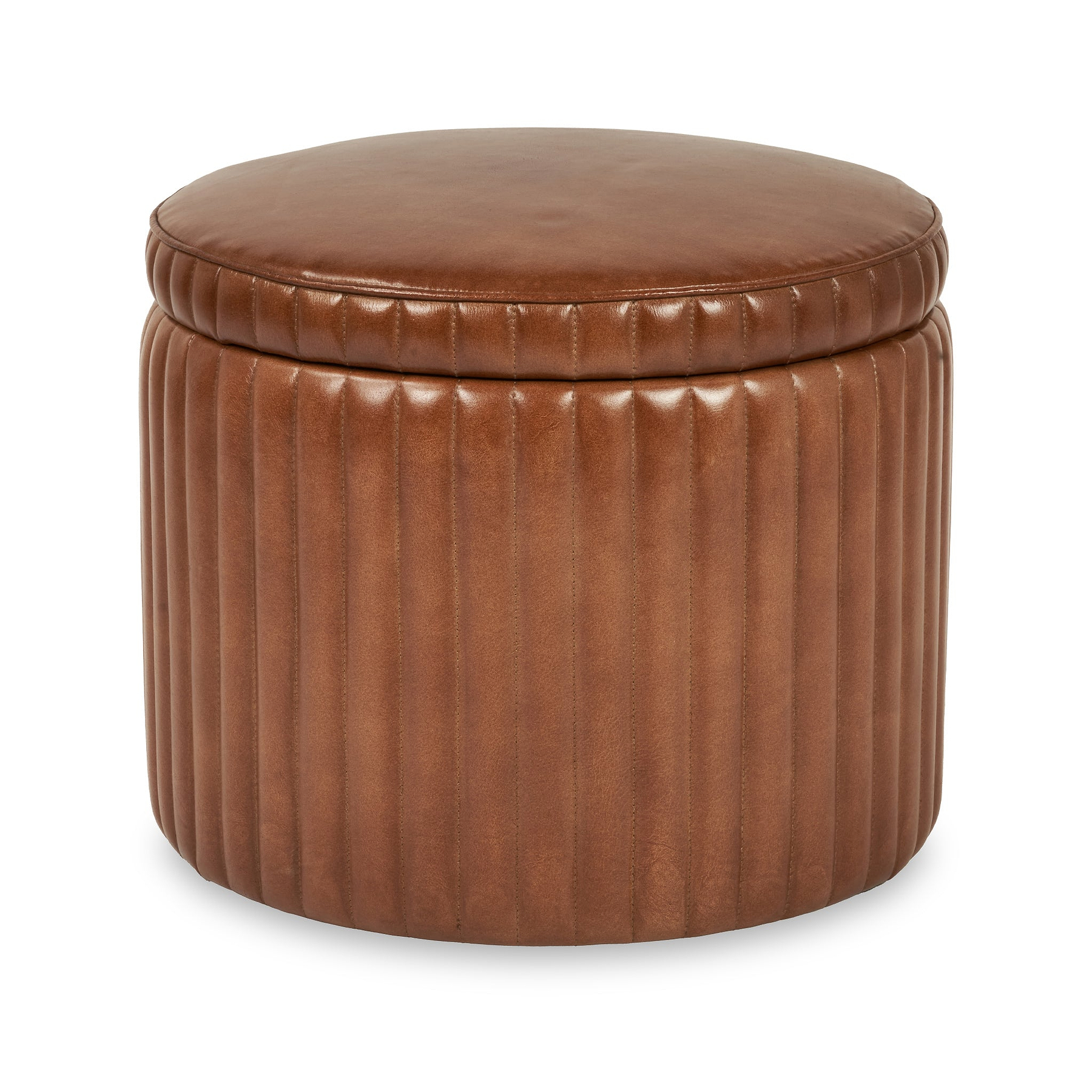 Alessandro Leather Storage Pouffe Brown from Roseland Furniture