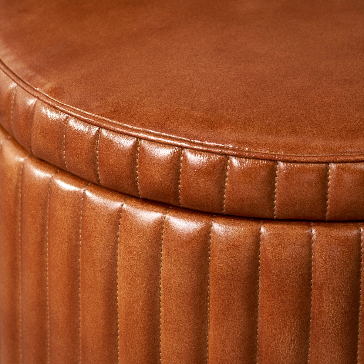 Alessandro Leather Storage Pouffe Brown from Roseland Furniture
