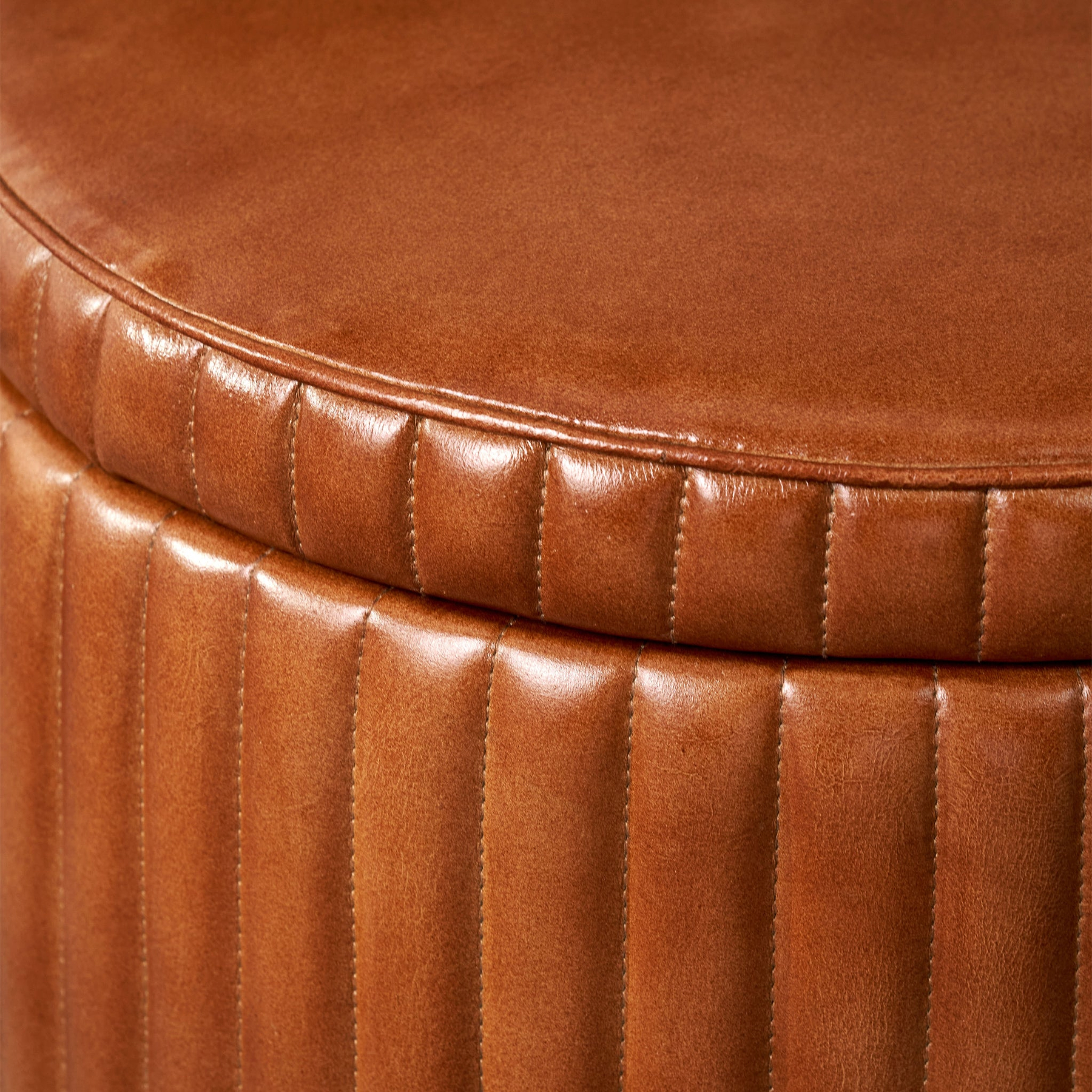 Alessandro Leather Storage Pouffe Brown from Roseland Furniture