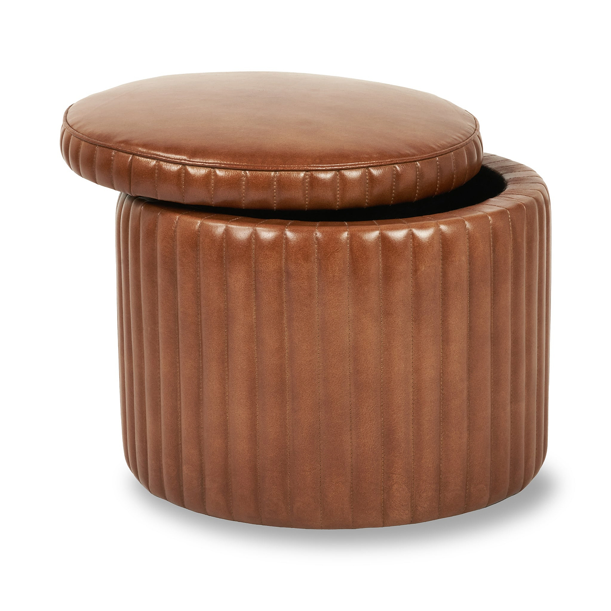 Alessandro Leather Storage Pouffe Brown from Roseland Furniture
