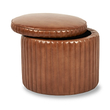 Alessandro Leather Storage Pouffe Brown from Roseland Furniture