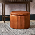 Alessandro Leather Storage Pouffe Brown from Roseland Furniture