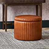 Alessandro Leather Storage Pouffe Brown from Roseland Furniture