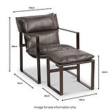 Nico Leather Accent Chair & Footstool dimensions