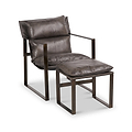 Nico Leather Accent Chair Footstool Peppercorn from Roseland Furniture