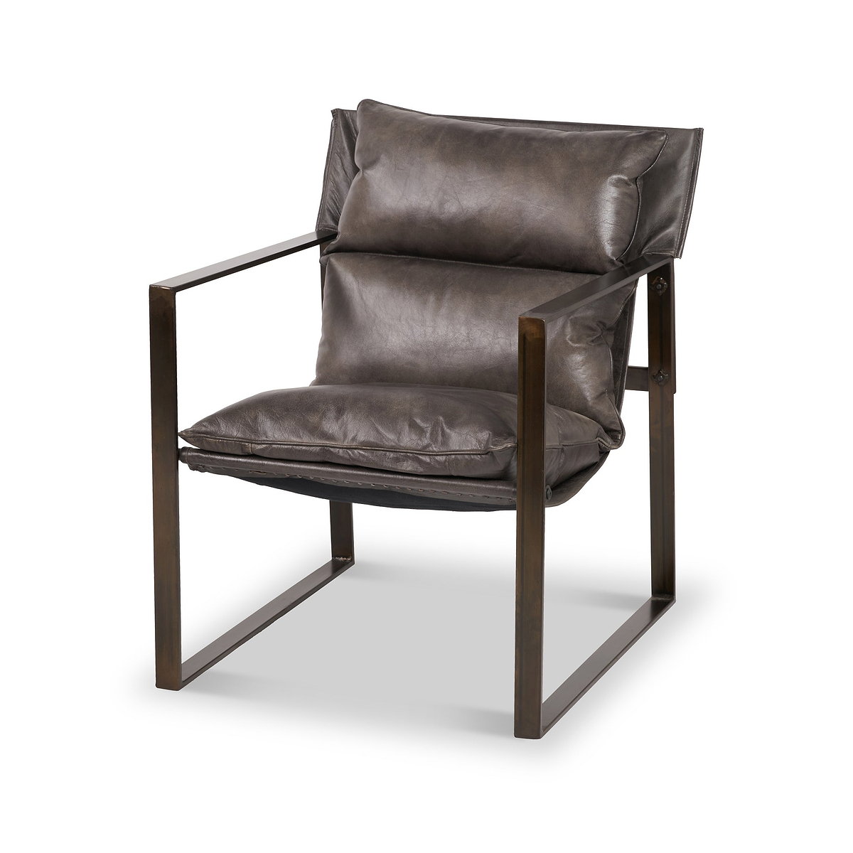 Nico Leather Accent Chair Footstool Peppercorn from Roseland Furniture