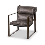 Nico Leather Accent Chair Footstool Peppercorn from Roseland Furniture