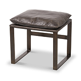 Nico Leather Accent Chair Footstool Peppercorn from Roseland Furniture