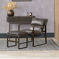 Nico Leather Accent Chair Footstool Peppercorn from Roseland Furniture