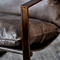 Nico Leather Accent Chair Footstool Peppercorn from Roseland Furniture