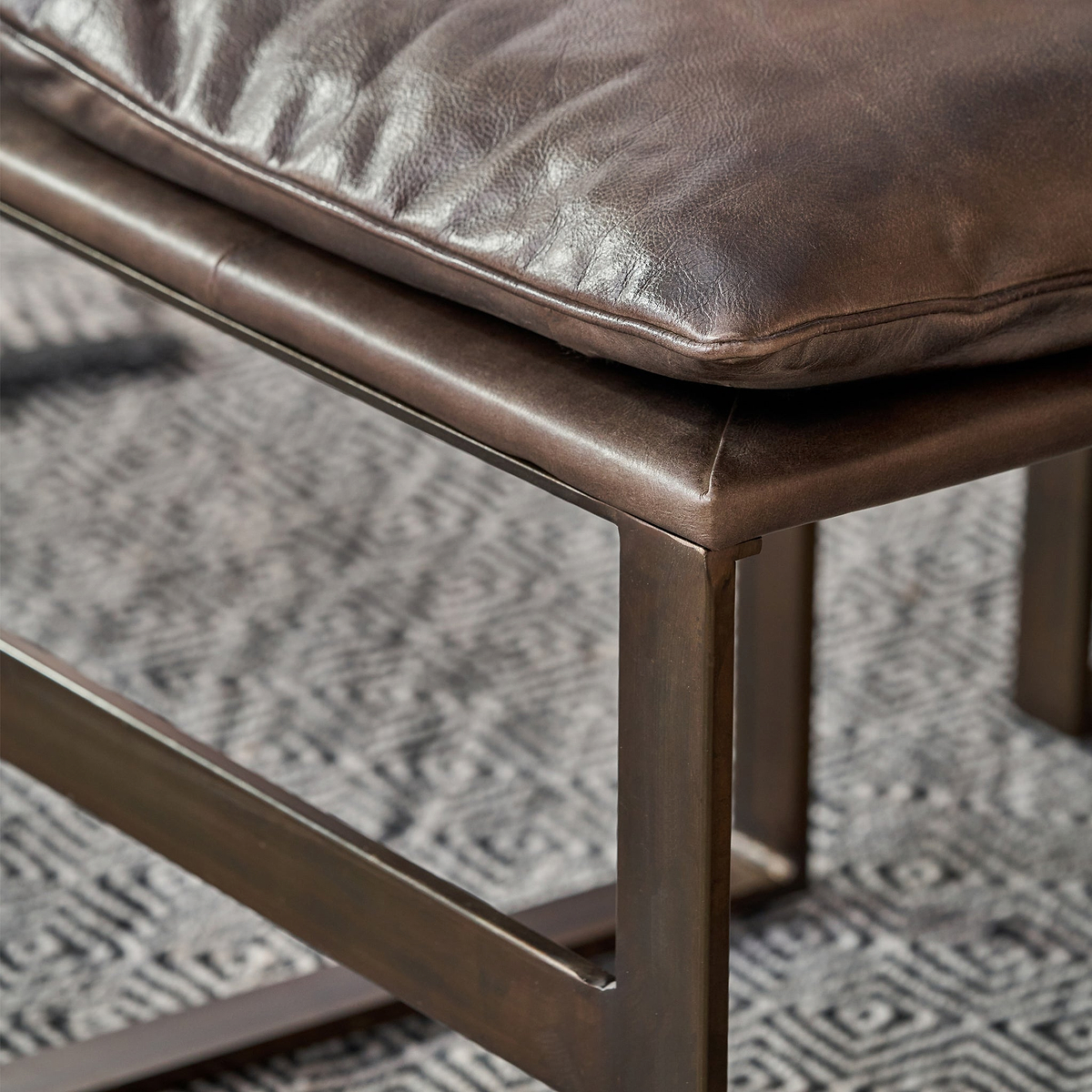 Nico Leather Accent Chair Footstool Peppercorn from Roseland Furniture