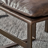Nico Leather Accent Chair Footstool Peppercorn from Roseland Furniture