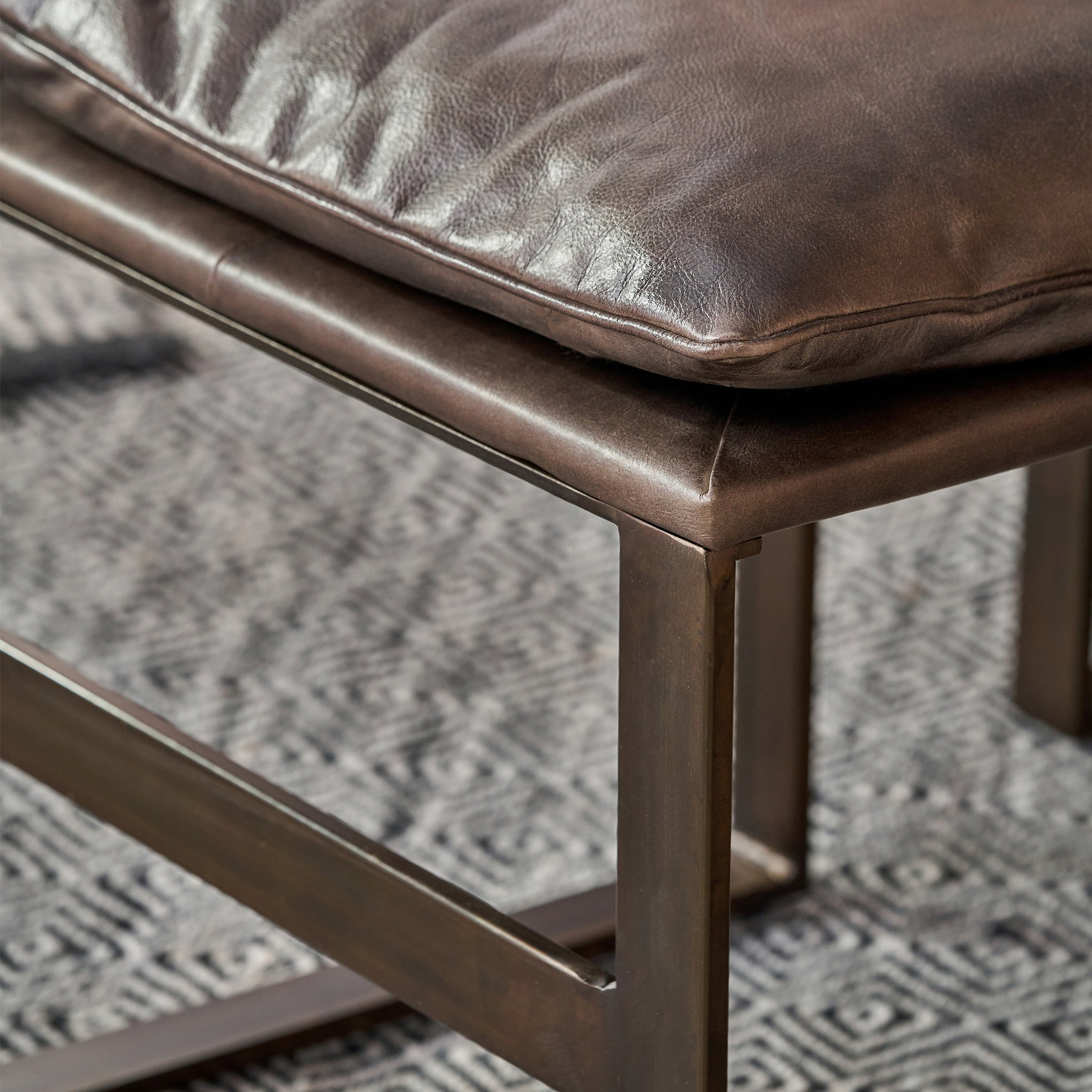 Nico Leather Accent Chair Footstool Peppercorn from Roseland Furniture
