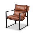 Nico Leather Accent Chair Footstool Brown from Roseland Furniture