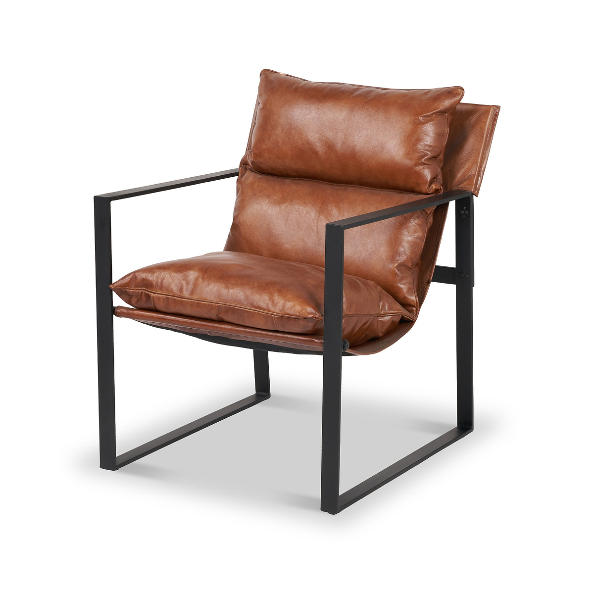 Nico Leather Accent Chair Footstool Brown from Roseland Furniture