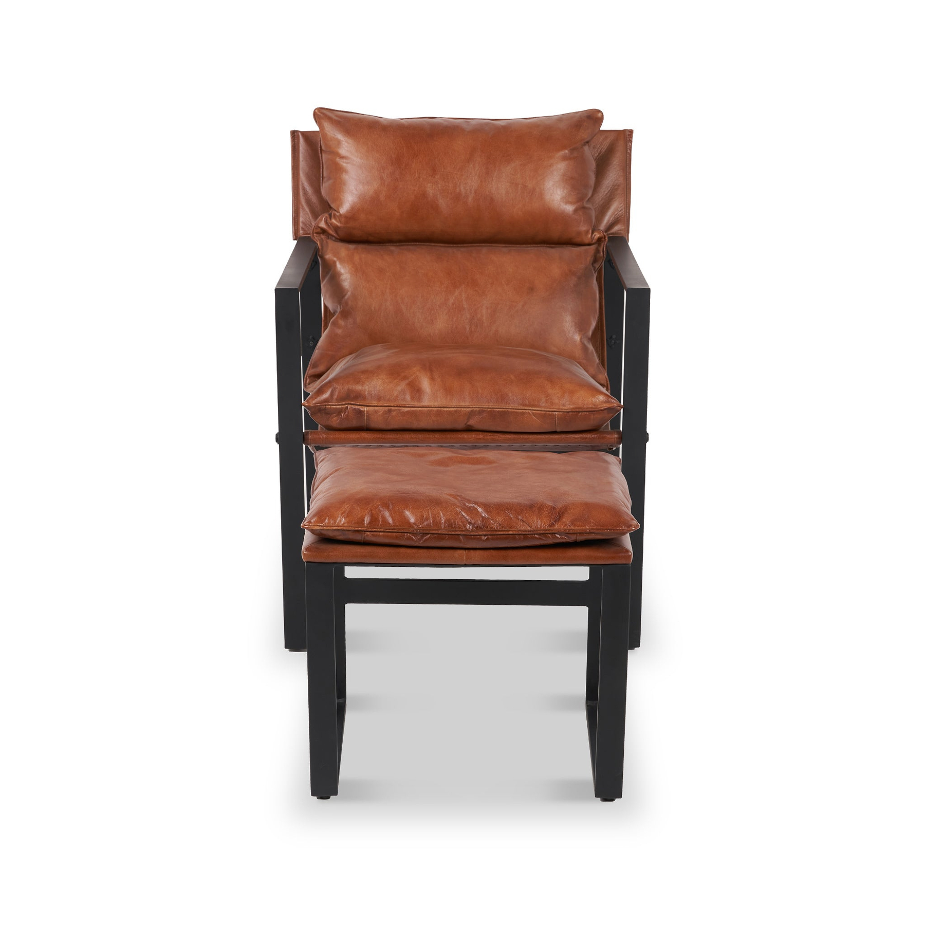 Nico Leather Accent Chair Footstool Brown from Roseland Furniture