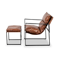 Nico Leather Accent Chair Footstool Brown from Roseland Furniture