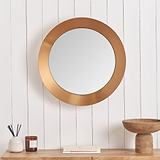 Venice Angled Frame Round Wall Mirror BGold S from Roseland Furniture
