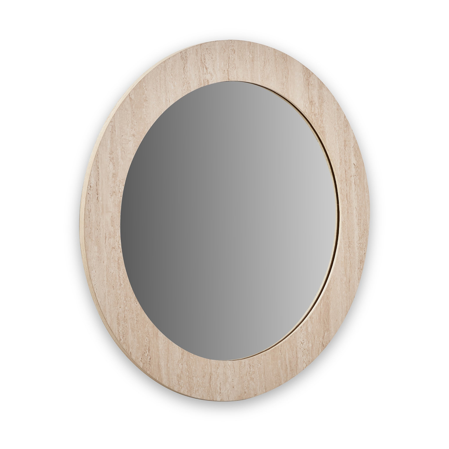 Travertine Effect Round Wall Mirror from Roseland Furniture
