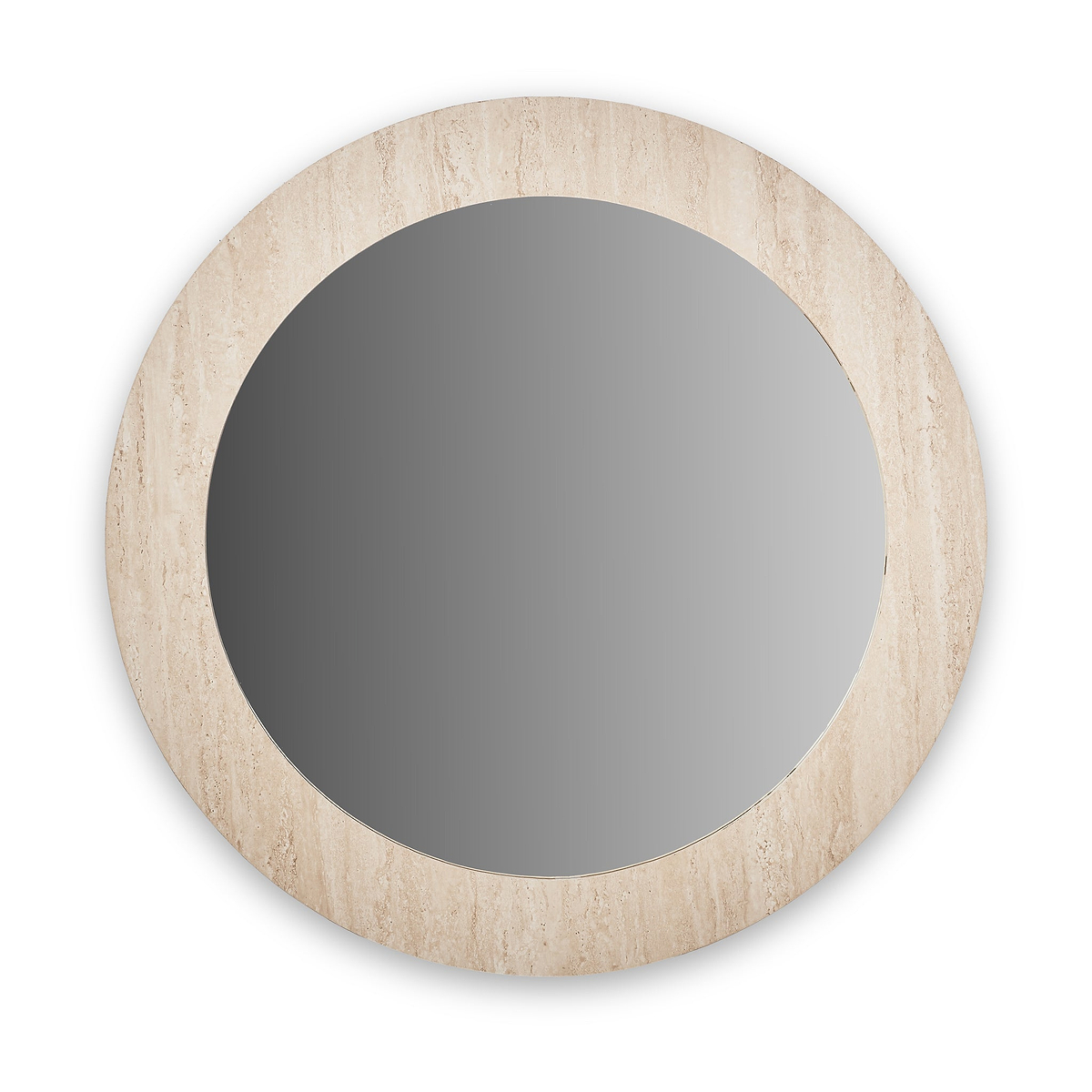 Travertine Effect Round Wall Mirror from Roseland Furniture