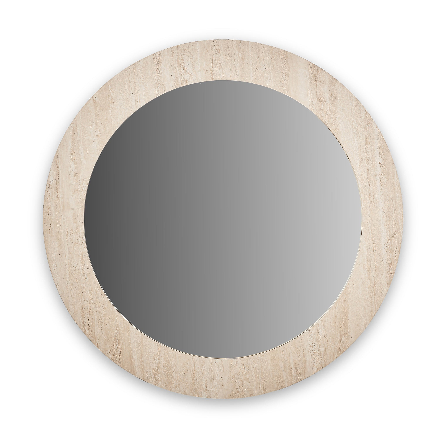 Travertine Effect Round Wall Mirror from Roseland Furniture