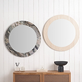 Travertine Effect Round Wall Mirror from Roseland Furniture