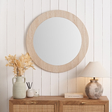 Travertine Effect Round Wall Mirror from Roseland Furniture