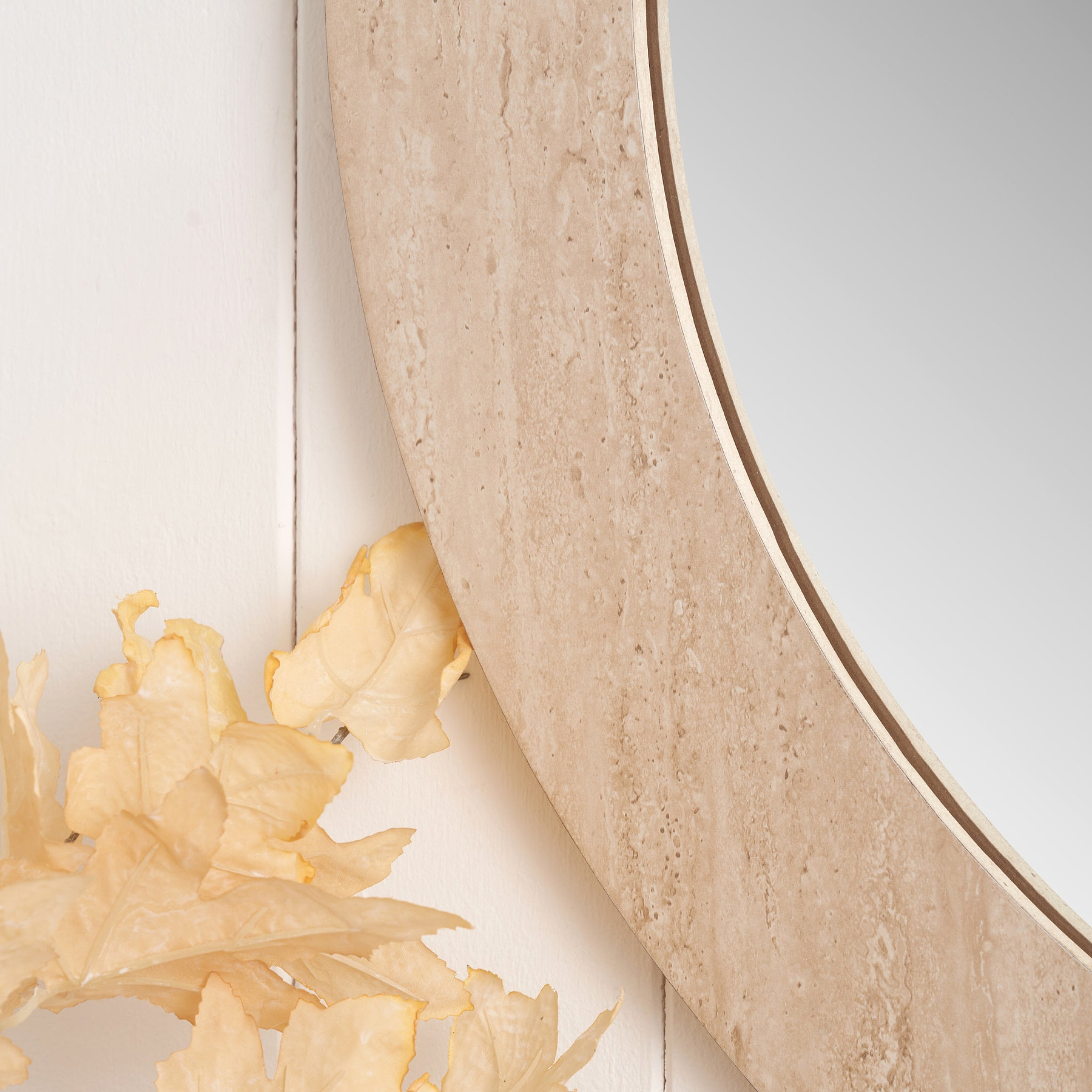 Travertine Effect Round Wall Mirror from Roseland Furniture
