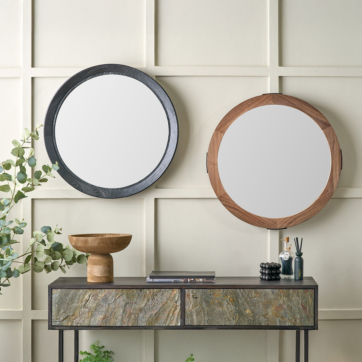 Elwood Black Fir Effect Wall Mirror from Roseland Furniture