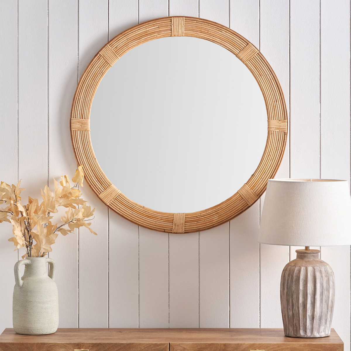 Amara Natural Bamboo Framed Wall Mirror from Roseland Furniture