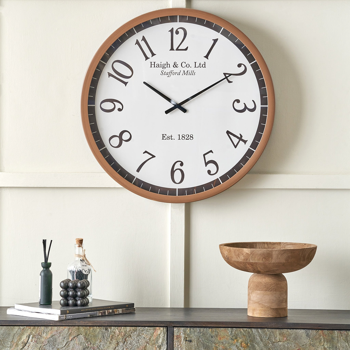 Bormio Wall Clock Brown from Roseland Furniture