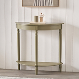 Heritage Olive Green Pine Half Moon Console Table from Roseland Furniture