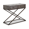 Adriano Leather Console Table Peppercorn from Roseland Furniture