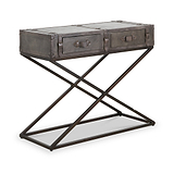 Adriano Leather Console Table Peppercorn from Roseland Furniture