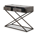 Adriano Leather Console Table Peppercorn from Roseland Furniture