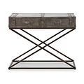 Adriano Leather Console Table Peppercorn from Roseland Furniture