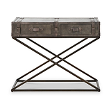 Adriano Leather Console Table Peppercorn from Roseland Furniture
