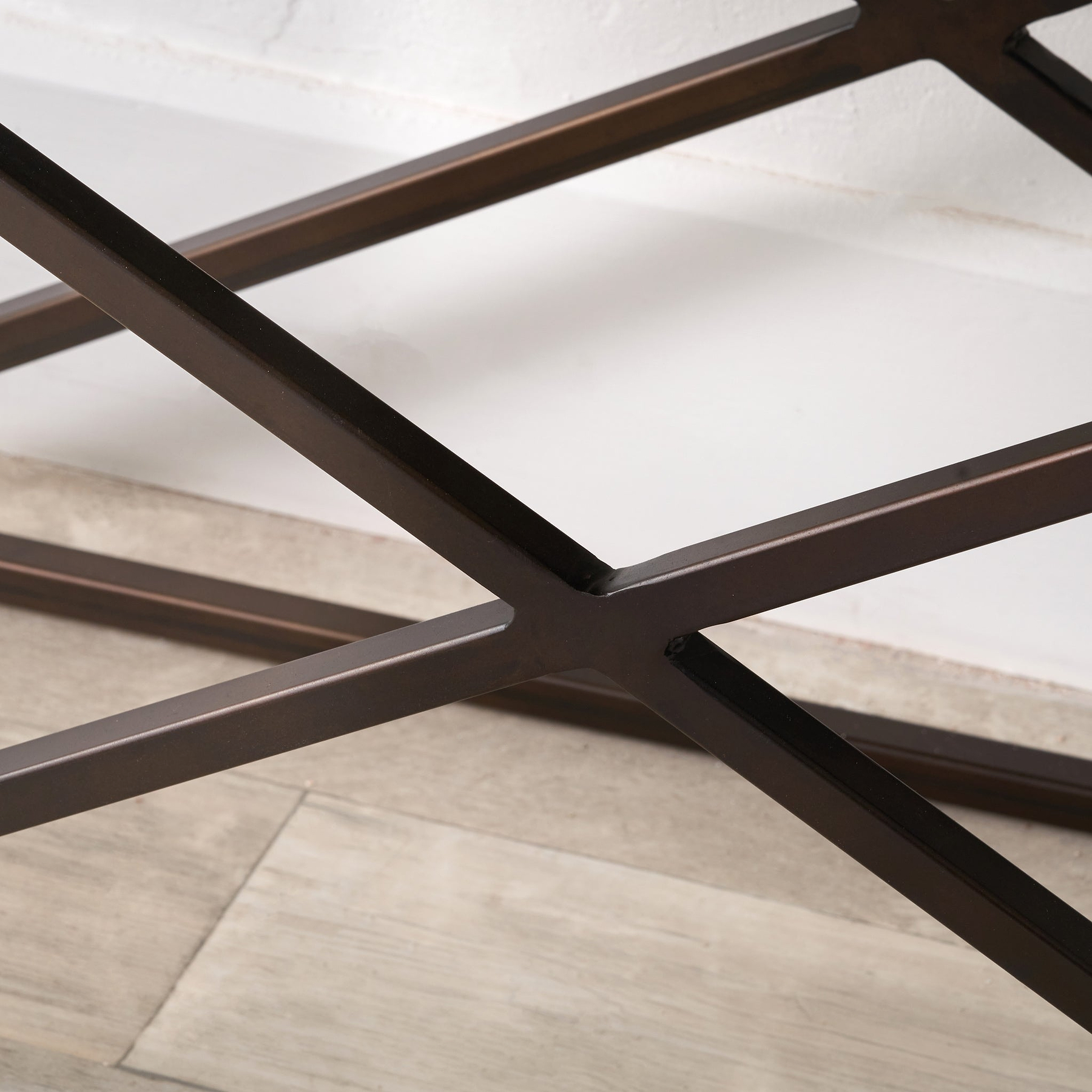 Adriano Leather Console Table Peppercorn from Roseland Furniture