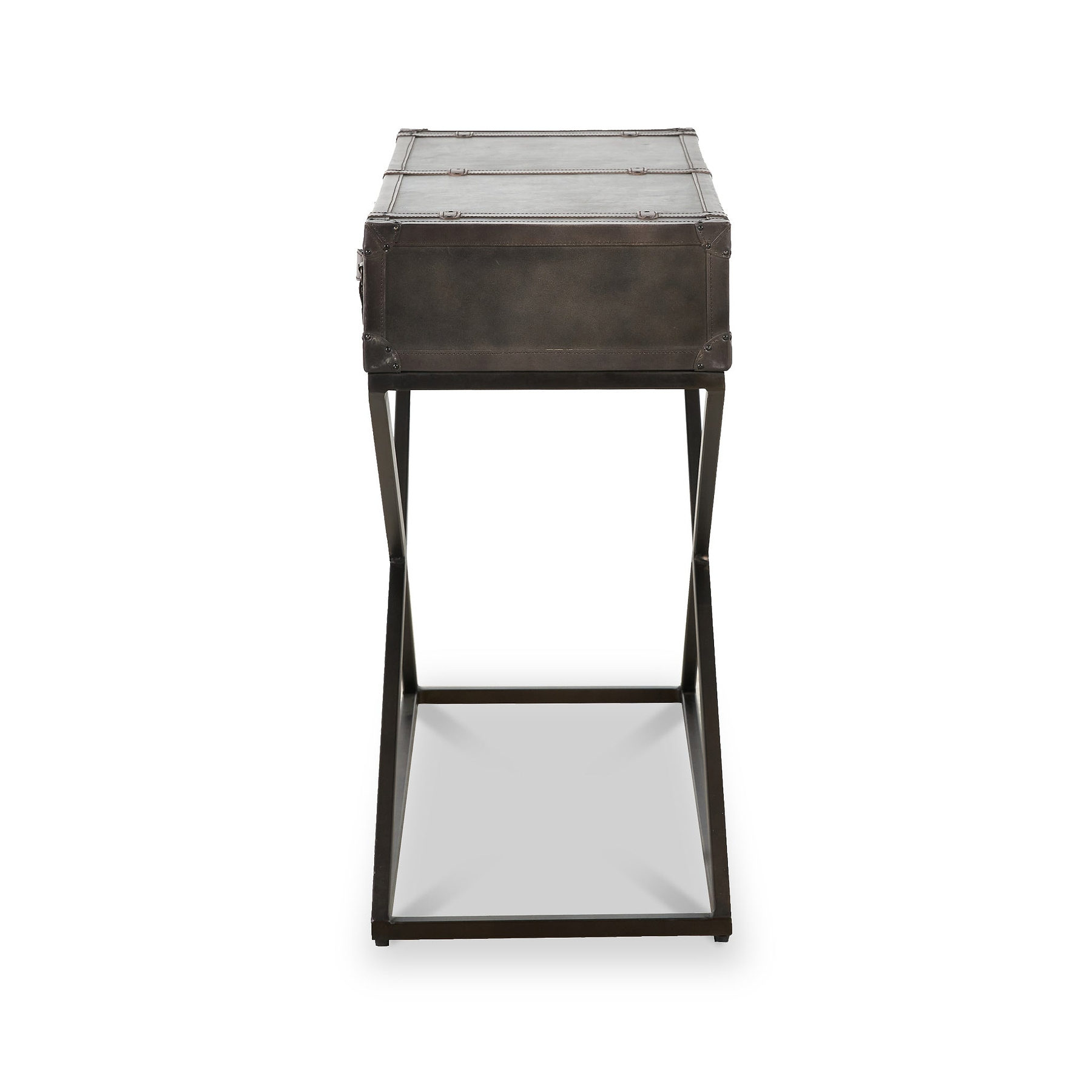 Adriano Leather Console Table Peppercorn from Roseland Furniture