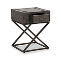 Adriano Leather Side Table Peppercorn from Roseland Furniture