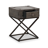 Adriano Leather Side Table Peppercorn from Roseland Furniture