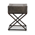 Adriano Leather Side Table Peppercorn from Roseland Furniture