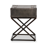 Adriano Leather Side Table Peppercorn from Roseland Furniture
