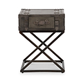 Adriano Leather Side Table Peppercorn from Roseland Furniture