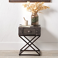 Adriano Leather Side Table Peppercorn from Roseland Furniture