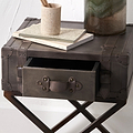 Adriano Leather Side Table Peppercorn from Roseland Furniture