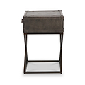 Adriano Leather Side Table Peppercorn from Roseland Furniture