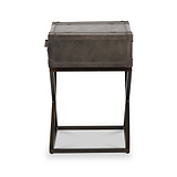 Adriano Leather Side Table Peppercorn from Roseland Furniture